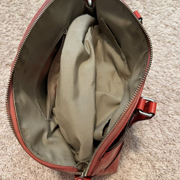 USED Coach F14412 Orange Embossed Signature Patent Leather Satchel Handbag - Picture 4 of 7